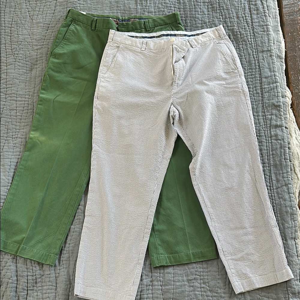 Brooks Brothers Green and Seer Sucker Chinos Casual Style 38/30